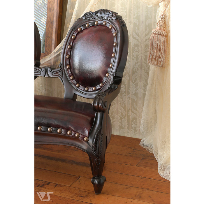 Cameo Back Settee (Burgundy)