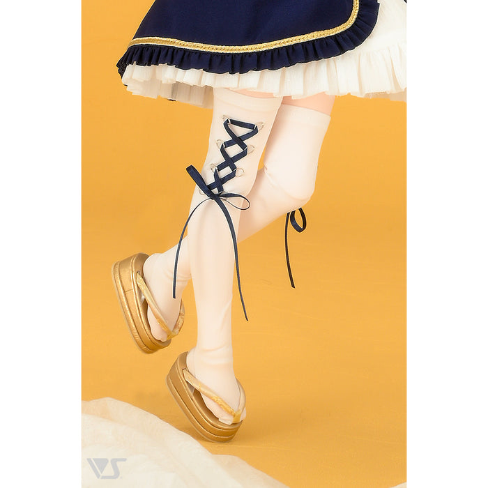 SDM Lace-up Socks / Mini (White / Navy & Gold Ribbon)