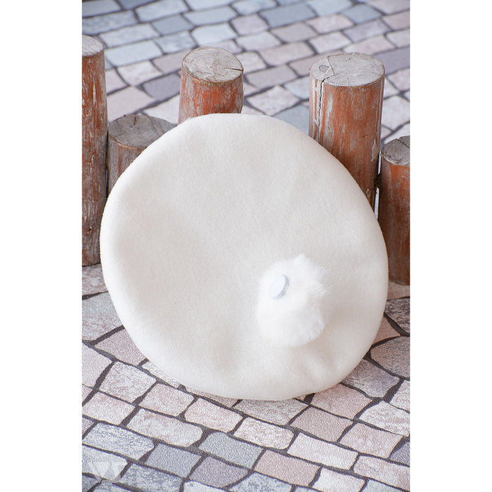 Pompon Beret (Cream)