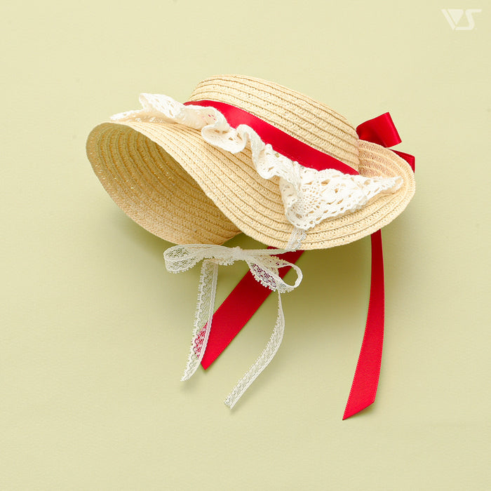 Bergere Hat (Beige / Red Ribbon)