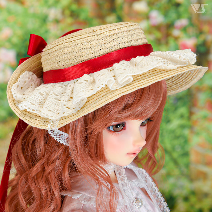 Bergere Hat (Beige / Red Ribbon)