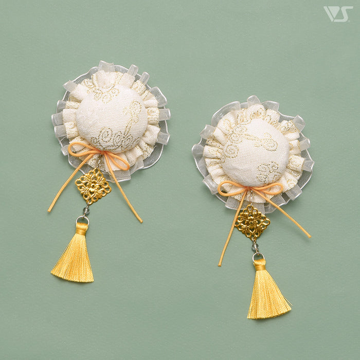 Bun Cover Clips (White / Gold)