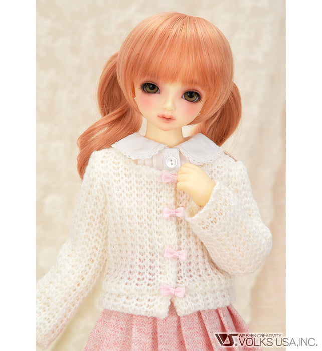 Cardigan / Mini (White / Bow Button)