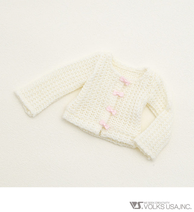 Cardigan / Mini (White / Bow Button)