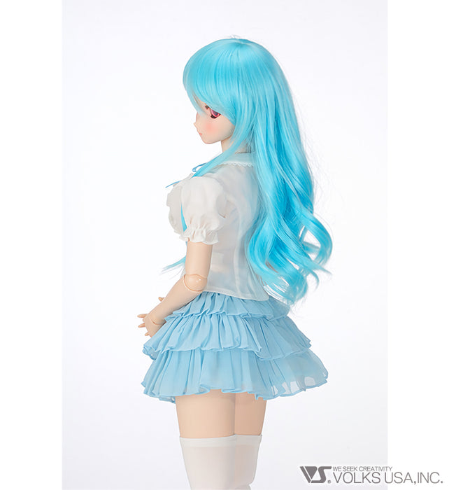 Ruffle Blouse Set (White / Blue)