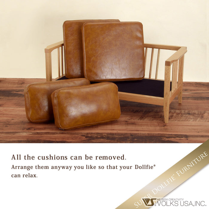 Wood Frame Sofa (Synthetic Oil Leather / Camel)