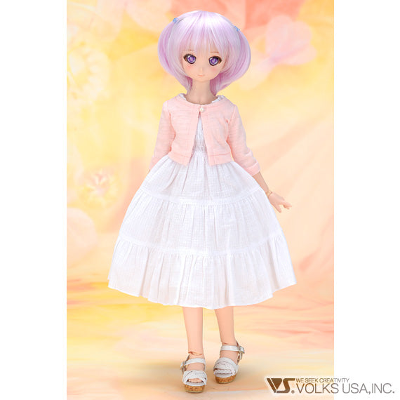 White Dress & Pink Cardigan Set / Mini