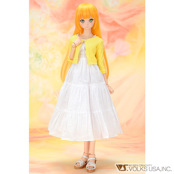 White Dress & Yellow Cardigan Set