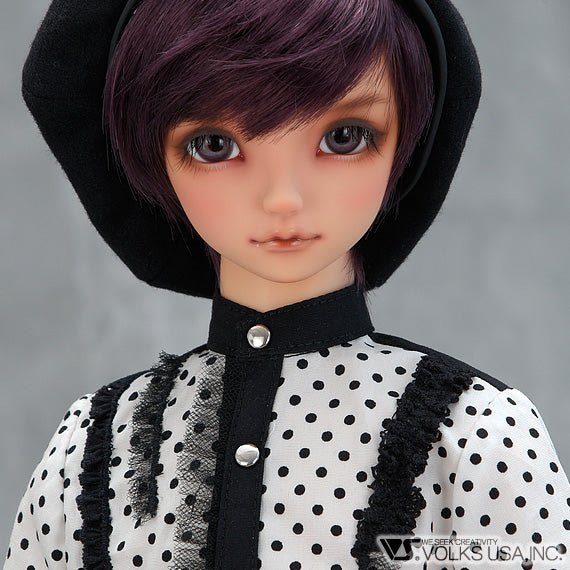 BLACK Polka Dot Shirt & Beret Set