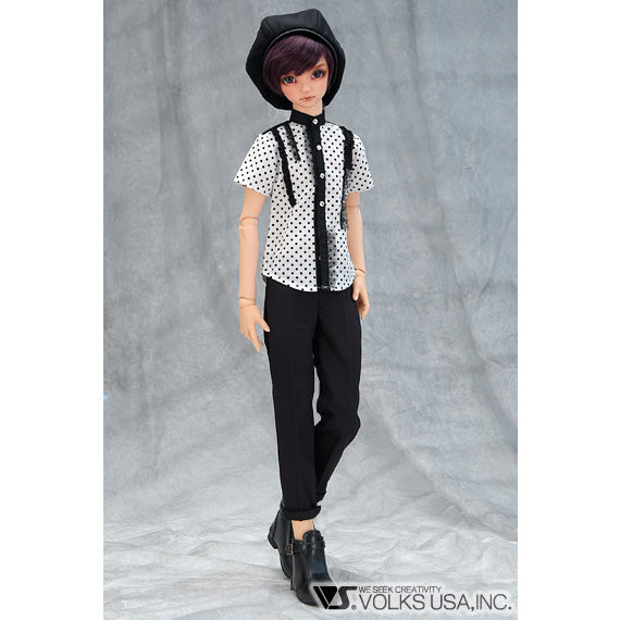 BLACK Polka Dot Shirt & Beret Set