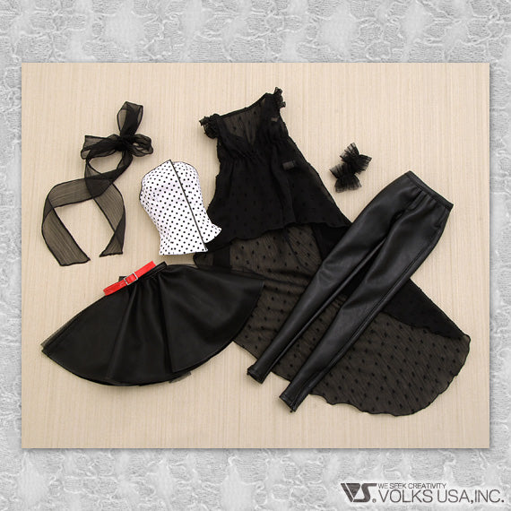 BLACK Polka Dot Gown Set