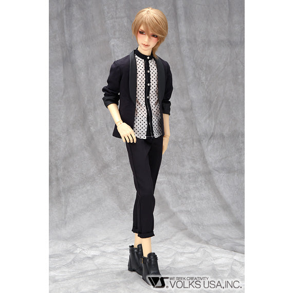 BLACK Polka Dot Shirt & Jacket Set