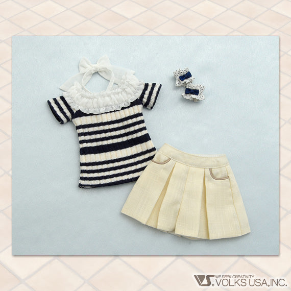 Navy Blue Striped Top & Shorts Set