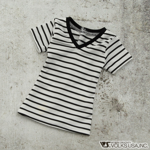 SD17B V-Neck T-Shirt (Striped / White)