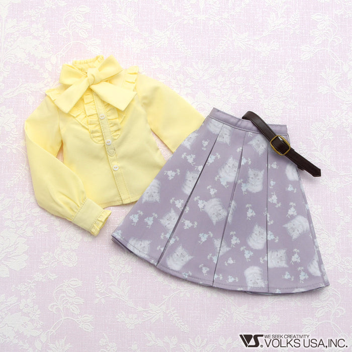 Gray tabby cat skirt set