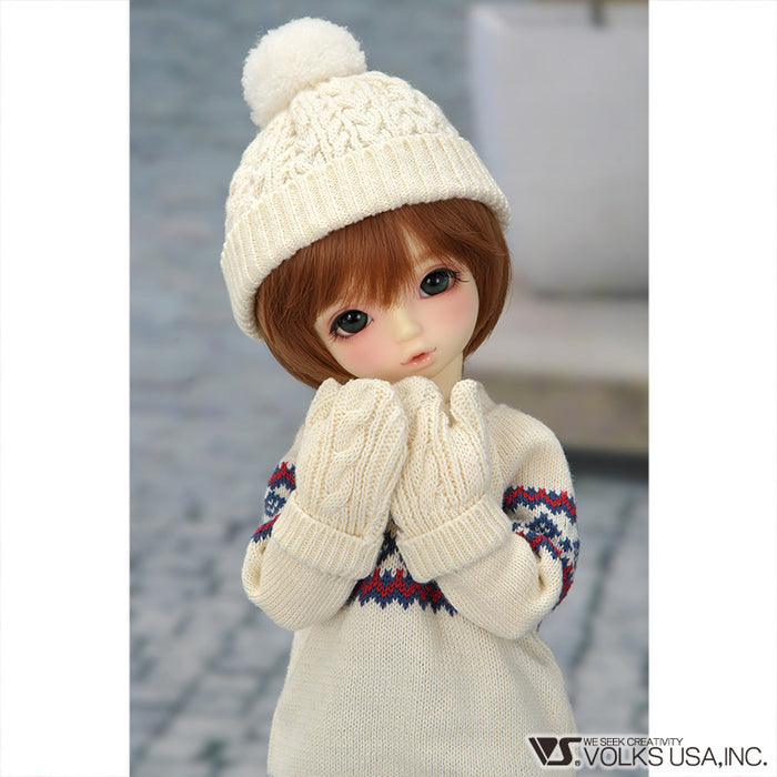 Mittens & White Knit Hat Set / Chibi