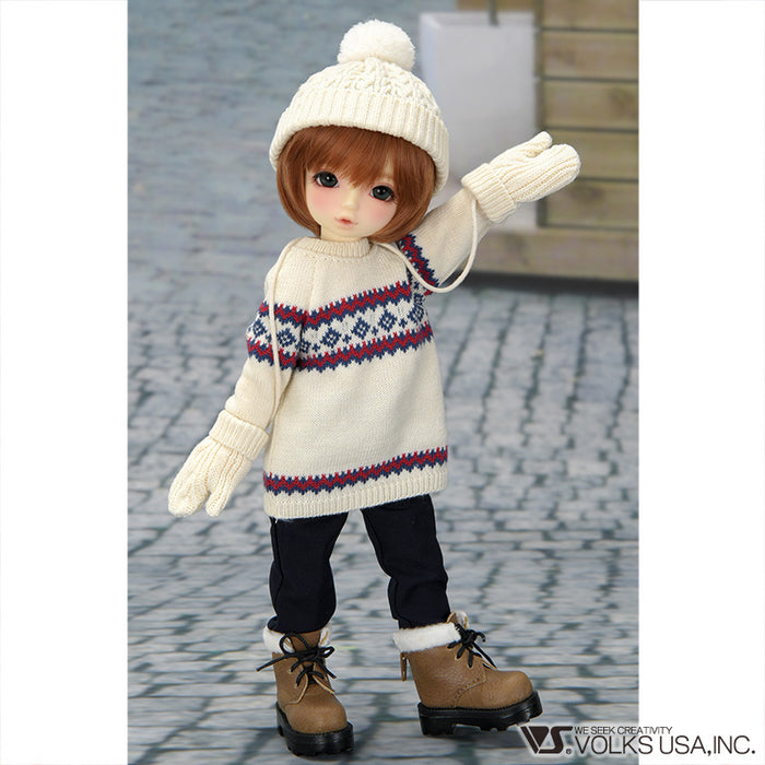 Mittens & White Knit Hat Set / Chibi