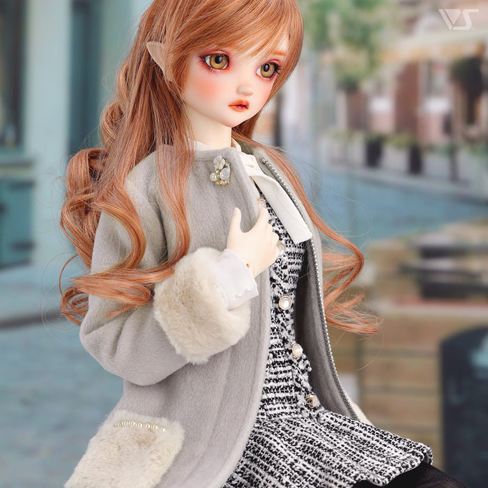 Collarless Bijou Coat (Gray)