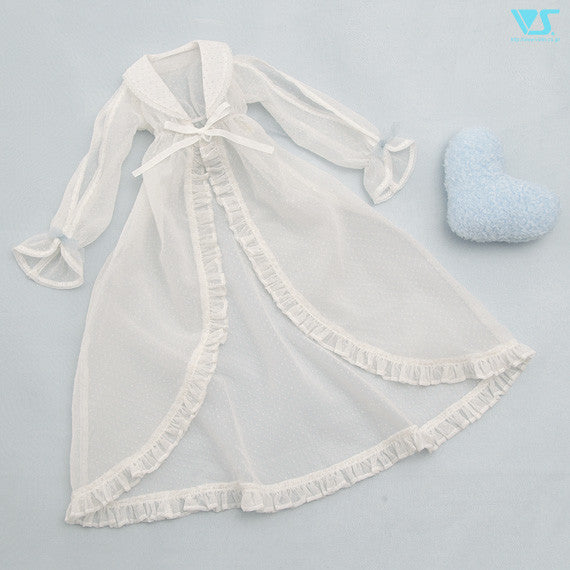 Long Baby Doll Set (White Dotted)