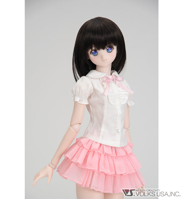 Ruffle Blouse Set (White / Pink)